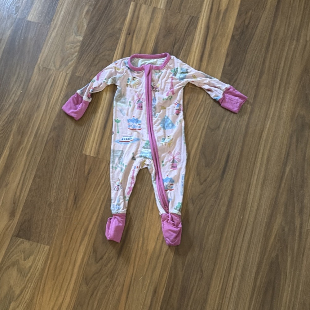 Little Sleepies Baby Girls Newborn 0 French Paris Pups Footie Sleeper Pajamas